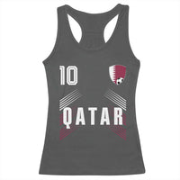 Qatar Soccer Sports Graphic Number 10 Jersey Style Racerback Tank Top Proud Qatari Football Fans Game Day Pride