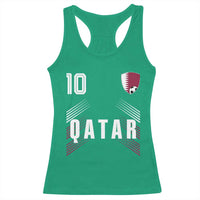Qatar Soccer Sports Graphic Number 10 Jersey Style Racerback Tank Top Proud Qatari Football Fans Game Day Pride