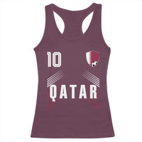 Qatar Soccer Sports Graphic Number 10 Jersey Style Racerback Tank Top Proud Qatari Football Fans Game Day Pride