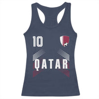 Qatar Soccer Sports Graphic Number 10 Jersey Style Racerback Tank Top Proud Qatari Football Fans Game Day Pride