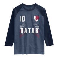 Qatar Soccer Sports Graphic Number 10 Jersey Style Raglan Shirt Proud Qatari Football Fans Game Day Pride