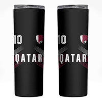 Qatar Soccer Sports Graphic Number 10 Jersey Style Skinny Tumbler Proud Qatari Football Fans Game Day Pride