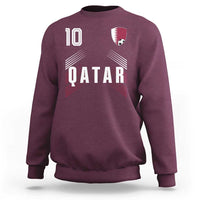Qatar Soccer Sports Graphic Number 10 Jersey Style Sweatshirt Proud Qatari Football Fans Game Day Pride