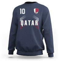 Qatar Soccer Sports Graphic Number 10 Jersey Style Sweatshirt Proud Qatari Football Fans Game Day Pride