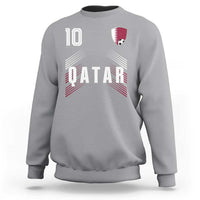 Qatar Soccer Sports Graphic Number 10 Jersey Style Sweatshirt Proud Qatari Football Fans Game Day Pride