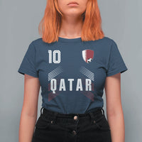Qatar Soccer Sports Graphic Number 10 Jersey Style T Shirt For Women Proud Qatari Football Fans Game Day Pride