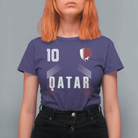 Qatar Soccer Sports Graphic Number 10 Jersey Style T Shirt For Women Proud Qatari Football Fans Game Day Pride