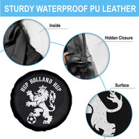 Hup Holland Hup Netherlands Crowned Lion Rampant Playing Football Graphic Spare Tire Cover Nederlands Coat of Arms Inspo Dutch Soccer Fans