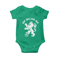 Hup Holland Hup Netherlands Crowned Lion Rampant Playing Football Graphic Baby Onesie Nederlands Coat of Arms Inspo Dutch Soccer Fans