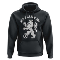 Hup Holland Hup Netherlands Crowned Lion Rampant Playing Football Graphic Hoodie Nederlands Coat of Arms Inspo Dutch Soccer Fans
