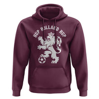 Hup Holland Hup Netherlands Crowned Lion Rampant Playing Football Graphic Hoodie Nederlands Coat of Arms Inspo Dutch Soccer Fans