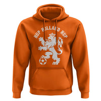 Hup Holland Hup Netherlands Crowned Lion Rampant Playing Football Graphic Hoodie Nederlands Coat of Arms Inspo Dutch Soccer Fans
