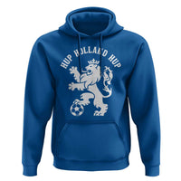 Hup Holland Hup Netherlands Crowned Lion Rampant Playing Football Graphic Hoodie Nederlands Coat of Arms Inspo Dutch Soccer Fans