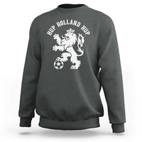 Hup Holland Hup Netherlands Crowned Lion Rampant Playing Football Graphic Sweatshirt Nederlands Coat of Arms Inspo Dutch Soccer Fans