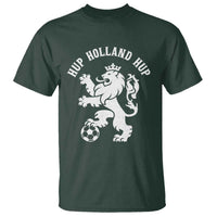 Hup Holland Hup Netherlands Crowned Lion Rampant Playing Football Graphic T Shirt Nederlands Coat of Arms Inspo Dutch Soccer Fans