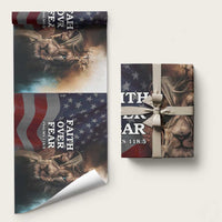 Faith Over Fear Psalm 118:5 Christian Patriotic Wrapping Paper Roll Jesus Lion Cross American Flag