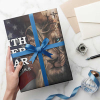 Faith Over Fear Psalm 118:5 Christian Patriotic Wrapping Paper Roll Jesus Lion Cross American Flag