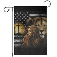 Lion of Judah Faith Patriotic Christian Garden Flag Jesus Praying with Cross American Flag