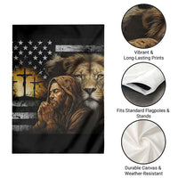 Lion of Judah Faith Patriotic Christian Garden Flag Jesus Praying with Cross American Flag