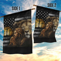 Lion of Judah Faith Patriotic Christian Garden Flag Jesus Praying with Cross American Flag