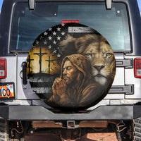 Lion of Judah Faith Patriotic Christian Spare Tire Cover Jesus Praying with Cross American Flag