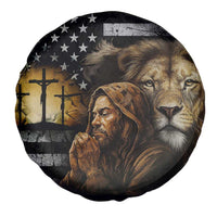 Lion of Judah Faith Patriotic Christian Spare Tire Cover Jesus Praying with Cross American Flag