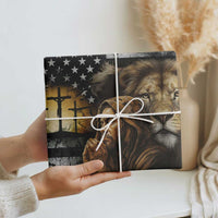 Lion of Judah Faith Patriotic Christian Wrapping Paper Roll Jesus Praying with Cross American Flag