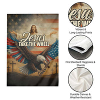 Jesus Take the Wheel Patriotic Eagle Garden Flag Christian American Flag Faith