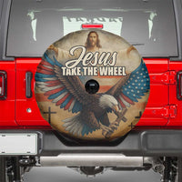 Jesus Take the Wheel Patriotic Eagle Spare Tire Cover Christian American Flag Faith