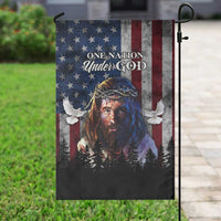 One Nation Under God Christian Garden Flag Jesus Portrait with American Flag Doves Patriotic