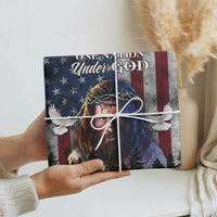 One Nation Under God Christian Wrapping Paper Roll Jesus Portrait with American Flag Doves Patriotic