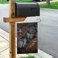 Faith Over Fear Rustic Christian Garden Flag Jesus Cross Black and Brown Leather Style Effect