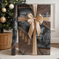 Faith Over Fear Rustic Christian Wrapping Paper Roll Jesus Cross Black and Brown Leather Style Effect
