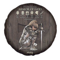Personalized Armor of God Christian Wooden Style Spare Tire Cover Ephesians 6:10 Scripture Faith Gift for Women
