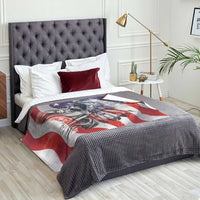 Patriotic Native American Chief Feather Headdress Throw Blanket Indigenous Pride USA Flag Heritage Gift