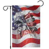 Patriotic Native American Chief Feather Headdress Garden Flag Indigenous Pride USA Flag Heritage Gift