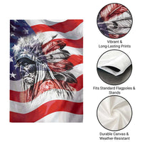 Patriotic Native American Chief Feather Headdress Garden Flag Indigenous Pride USA Flag Heritage Gift