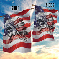 Patriotic Native American Chief Feather Headdress Garden Flag Indigenous Pride USA Flag Heritage Gift