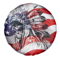 Patriotic Native American Chief Feather Headdress Spare Tire Cover Indigenous Pride USA Flag Heritage Gift