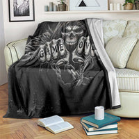 Grim Reaper Game Over Skeletal Fists Throw Blanket Badass Gothic Biker Skull Dark Fantasy Offroad Decor