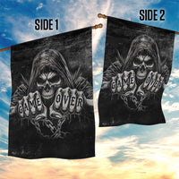 Grim Reaper Game Over Skeletal Fists Garden Flag Badass Gothic Biker Skull Dark Fantasy Offroad Decor