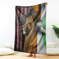 Irish American Heritage Lion of Judah Throw Blanket Patriotic Christian Jesus Crown of Thorns Faith Gift