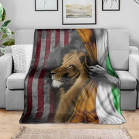 Irish American Heritage Lion of Judah Throw Blanket Patriotic Christian Jesus Crown of Thorns Faith Gift