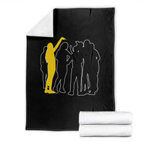 Viral Basketball Pointing Huddle Throw Blanket Funny Women Sports Culture Meme Yellow Silhouette Graphic