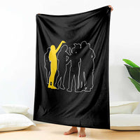 Viral Basketball Pointing Huddle Throw Blanket Funny Women Sports Culture Meme Yellow Silhouette Graphic