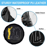 Viral Basketball Pointing Huddle Spare Tire Cover Funny Women Sports Culture Meme Yellow Silhouette Graphic