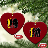 Viral Basketball Pointing Huddle Ceramic Ornament Funny Women Sports Culture Meme Yellow Silhouette Graphic