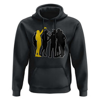 Viral Basketball Pointing Huddle Hoodie Funny Women Sports Culture Meme Yellow Silhouette Graphic