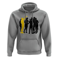 Viral Basketball Pointing Huddle Hoodie Funny Women Sports Culture Meme Yellow Silhouette Graphic