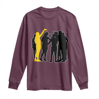 Viral Basketball Pointing Huddle Long Sleeve Shirt Funny Women Sports Culture Meme Yellow Silhouette Graphic